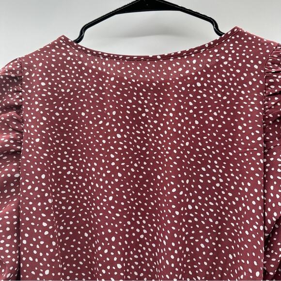 Paper Crane Smocked Band 3/4 Puff Sleeve Polka Dot Top Size XS - Picture 3 of 10